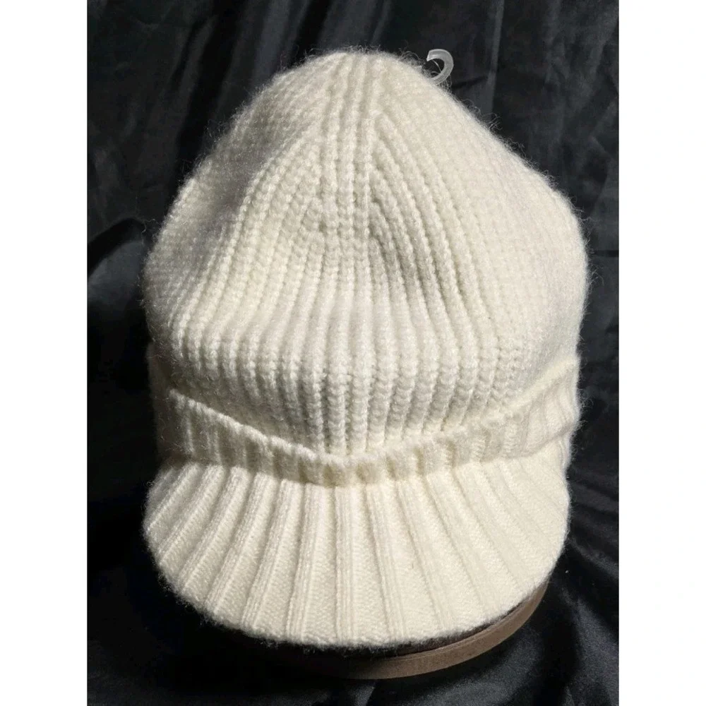 Golovejoy Brixton Ivory Knit Beanie Ribbed Cuff Warm Winter Hat Brim‎